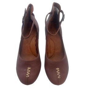 Sergio Tomani Sonata Women's Brown Leather Ankle-Strap Heels Round Toe Buckle